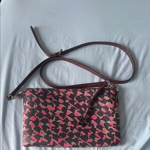 Fossil Pink and Black Patterned Crossbody Bag